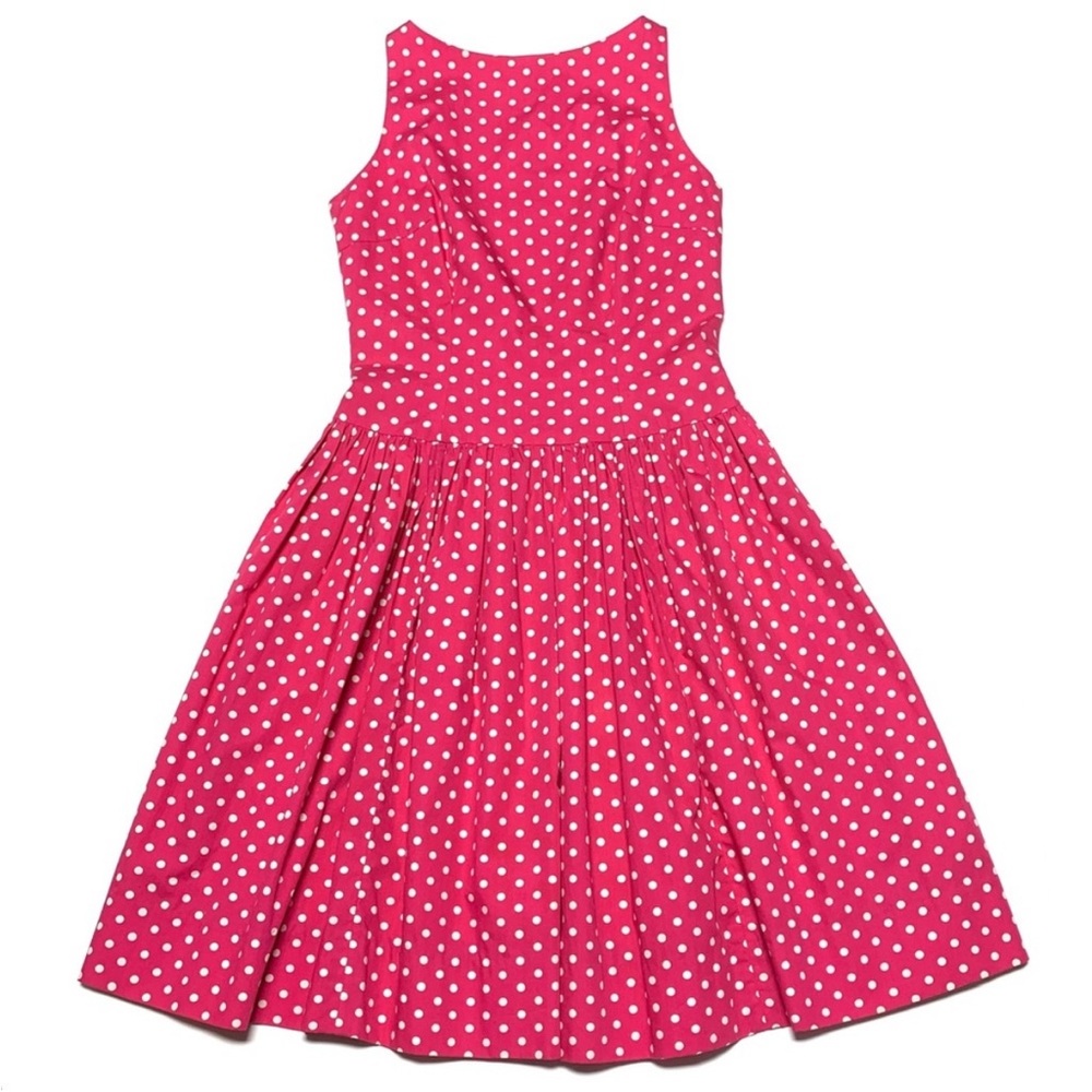 Tracy & Michael Barbie Pink Retro Drop Waist Polka Dot Midi Dress 8 - Picture 12 of 13